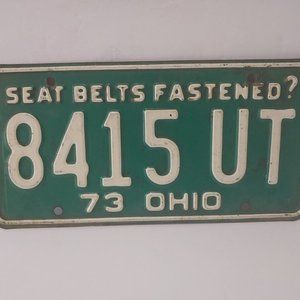 Ohio 73 License Plate Vintage Vehicle Tag VTG Mancave decor